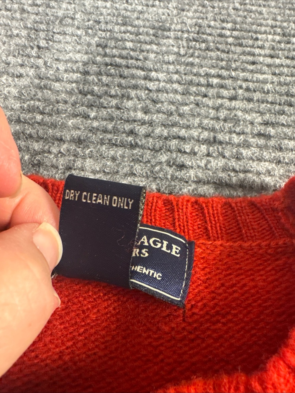 Vintage American Eagle Lambs Wool Sweater Striped Fair Isle Women S Red Blue 90s - Picture 4 of 7